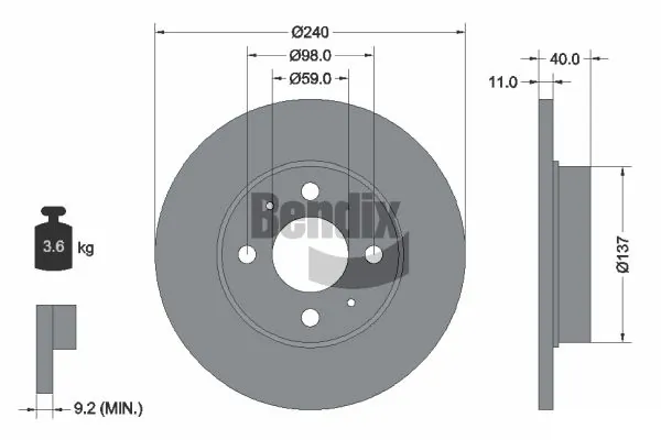 BENDIX Braking féktárcsa - BDS1020 - TothCarparts