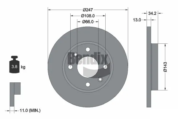 BENDIX Braking féktárcsa - BDS1021 - TothCarparts