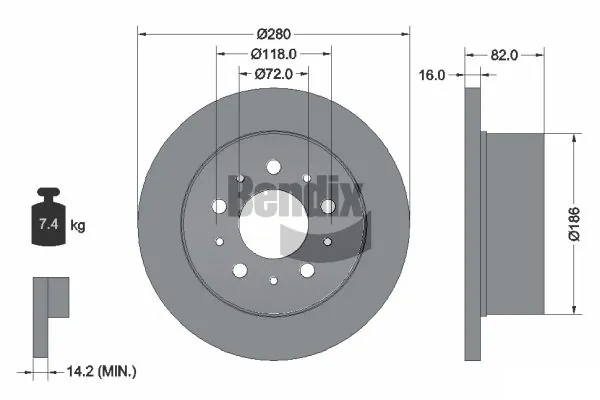 BENDIX Braking féktárcsa - BDS1027 - TothCarparts