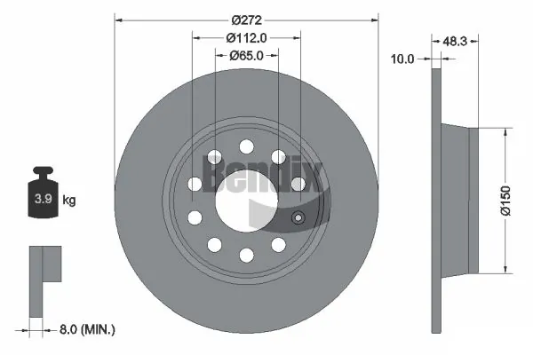 BENDIX Braking féktárcsa - BDS1029 - TothCarparts