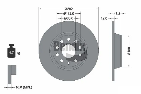 BENDIX Braking féktárcsa - BDS1031 - TothCarparts