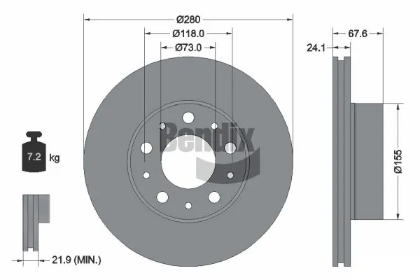 BENDIX Braking féktárcsa - BDS1032 - TothCarparts
