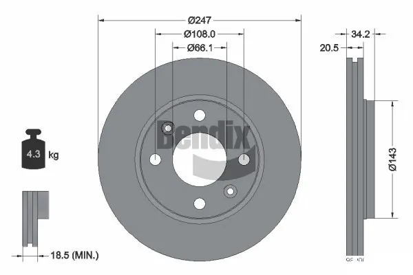 BENDIX Braking féktárcsa - BDS1034 - TothCarparts