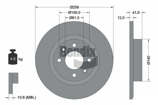 BENDIX Braking féktárcsa - BDS1036 - TothCarparts