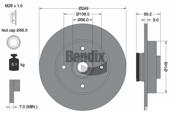 BENDIX Braking féktárcsa - BDS1040 - TothCarparts