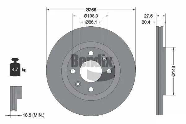 BENDIX Braking féktárcsa - BDS1042 - TothCarparts