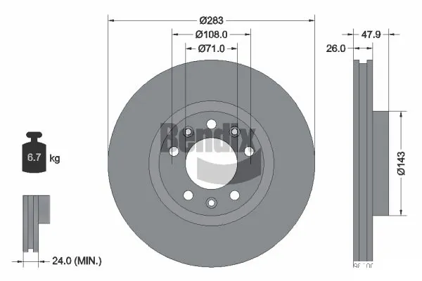 BENDIX Braking féktárcsa - BDS1045 - TothCarparts