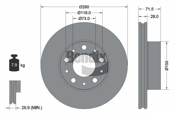 BENDIX Braking féktárcsa - BDS1047 - TothCarparts