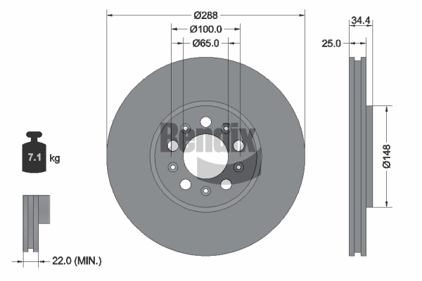 BENDIX Braking féktárcsa - BDS1052HC - TothCarparts
