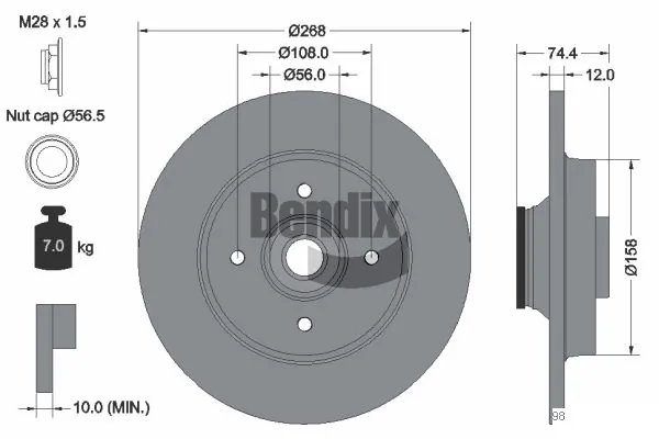 BENDIX Braking féktárcsa - BDS1058 - TothCarparts