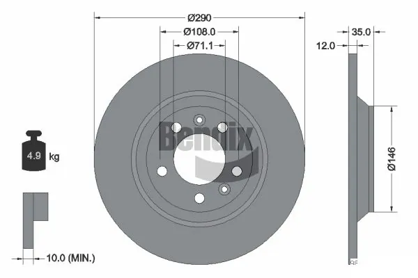 BENDIX Braking féktárcsa - BDS1059 - TothCarparts