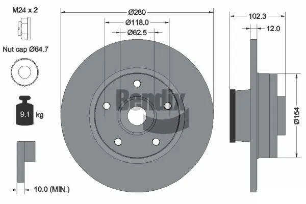 BENDIX Braking féktárcsa - BDS1061 - TothCarparts
