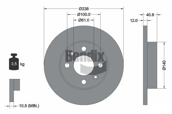BENDIX Braking féktárcsa - BDS1063 - TothCarparts