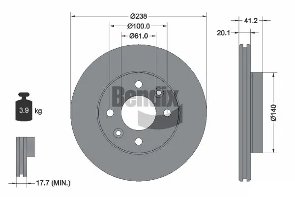 BENDIX Braking féktárcsa - BDS1066 - TothCarparts
