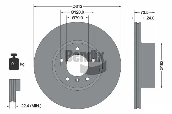 BENDIX Braking féktárcsa - BDS1084HC - TothCarparts