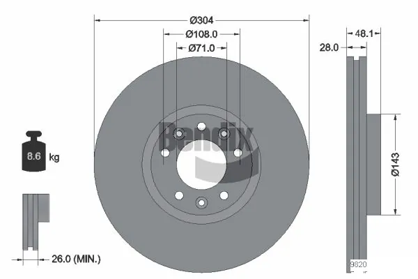 BENDIX Braking féktárcsa - BDS1091HC - TothCarparts