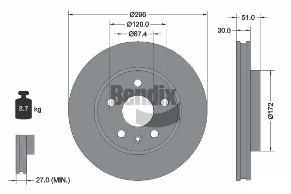 BENDIX Braking féktárcsa - BDS1093HC - TothCarparts