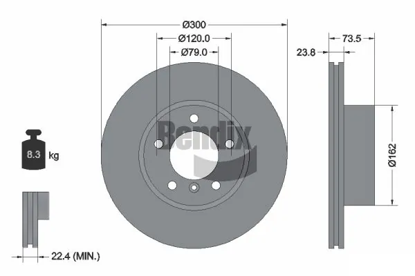 BENDIX Braking féktárcsa - BDS1098HC - TothCarparts