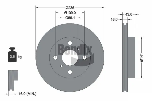 BENDIX Braking féktárcsa - BDS1102 - TothCarparts