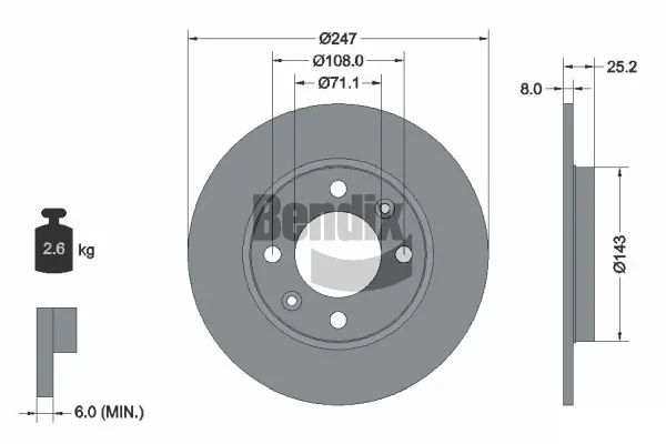 BENDIX Braking féktárcsa - BDS1103 - TothCarparts