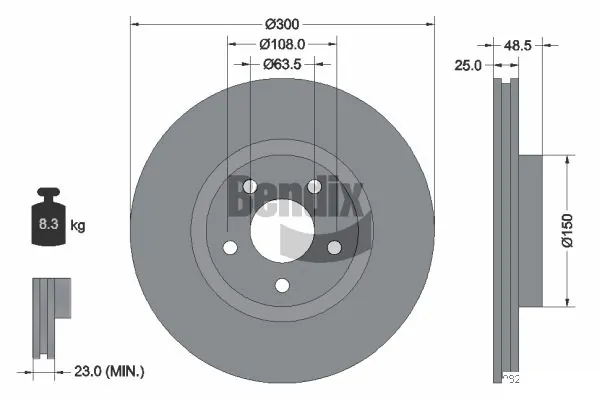BENDIX Braking féktárcsa - BDS1105HC - TothCarparts