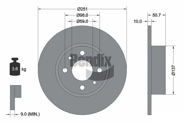 BENDIX Braking féktárcsa - BDS1110 - TothCarparts