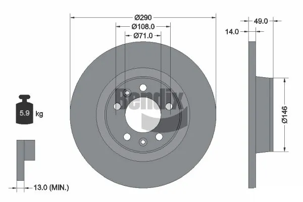 BENDIX Braking féktárcsa - BDS1116 - TothCarparts