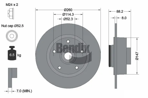 BENDIX Braking féktárcsa - BDS1117 - TothCarparts