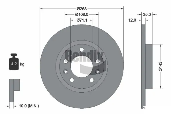 BENDIX Braking féktárcsa - BDS1122 - TothCarparts