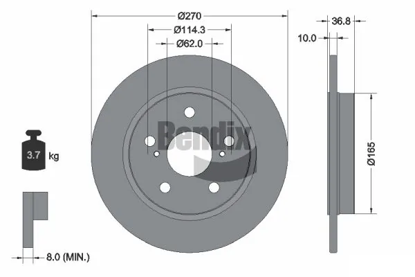 BENDIX Braking féktárcsa - BDS1126 - TothCarparts