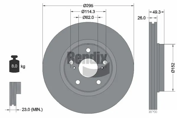 BENDIX Braking féktárcsa - BDS1137 - TothCarparts