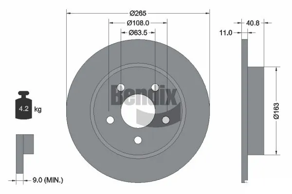 BENDIX Braking féktárcsa - BDS1138 - TothCarparts