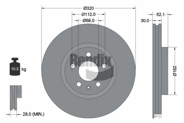 BENDIX Braking féktárcsa - BDS1142HC - TothCarparts