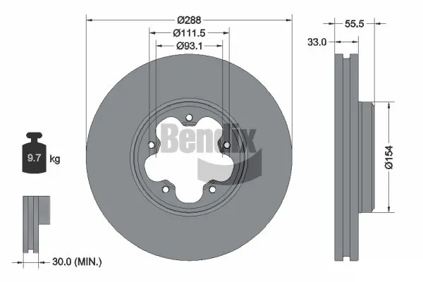 BENDIX Braking féktárcsa - BDS1151 - TothCarparts