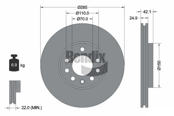 BENDIX Braking féktárcsa - BDS1155HC - TothCarparts