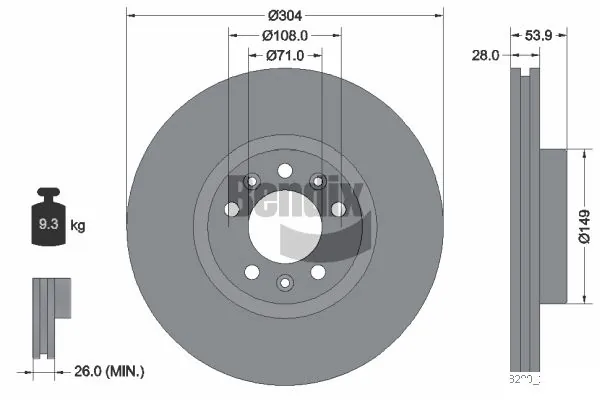 BENDIX Braking féktárcsa - BDS1172 - TothCarparts