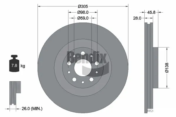 BENDIX Braking féktárcsa - BDS1174 - TothCarparts