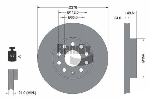 BENDIX Braking féktárcsa - BDS1175HC - TothCarparts