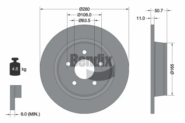 BENDIX Braking féktárcsa - BDS1178 - TothCarparts