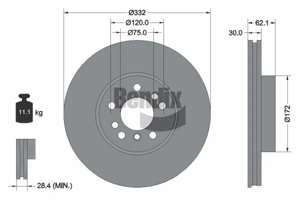 BENDIX Braking féktárcsa - BDS1184HC - TothCarparts