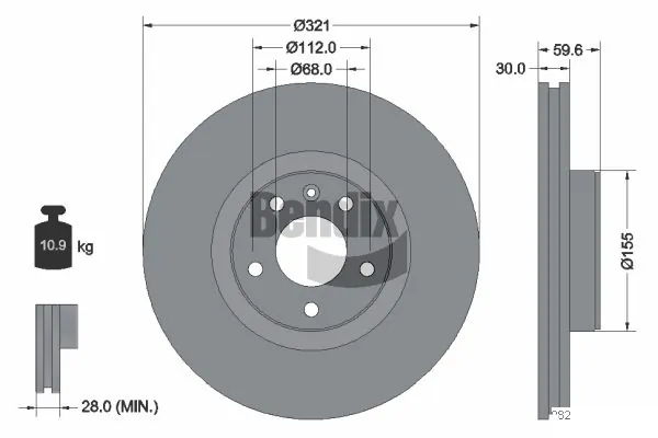 BENDIX Braking féktárcsa - BDS1185HC - TothCarparts