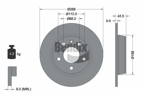 BENDIX Braking féktárcsa - BDS1188 - TothCarparts