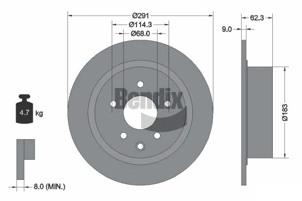 BENDIX Braking féktárcsa - BDS1195 - TothCarparts
