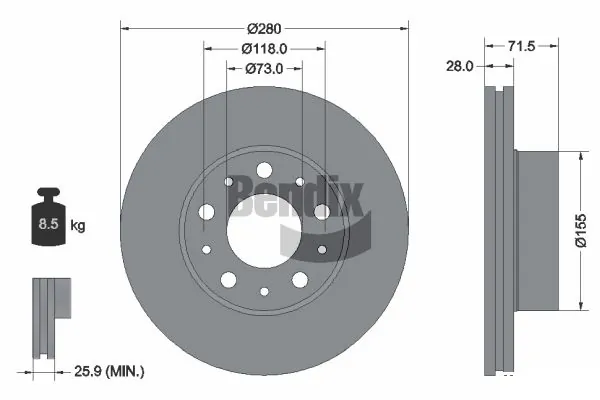 BENDIX Braking féktárcsa - BDS1219 - TothCarparts
