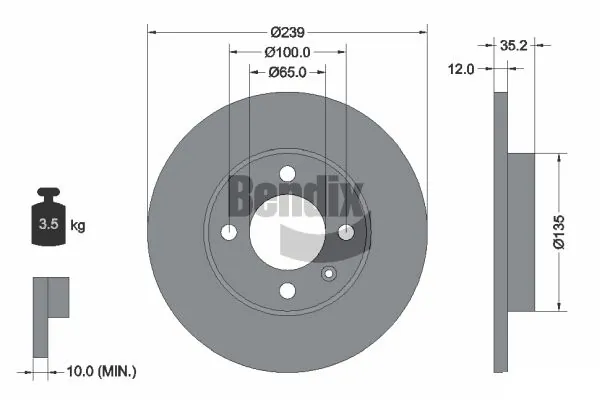 BENDIX Braking féktárcsa - BDS1221 - TothCarparts