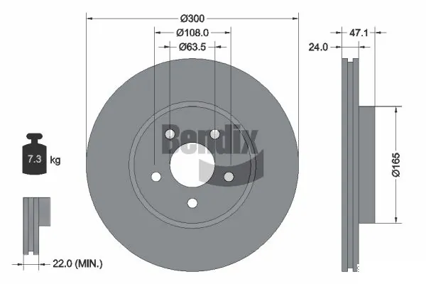 BENDIX Braking féktárcsa - BDS1236HC - TothCarparts