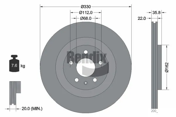 BENDIX Braking féktárcsa - BDS1250 - TothCarparts