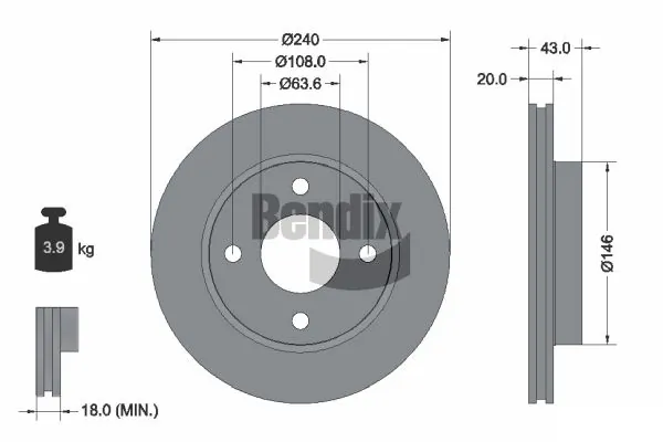BENDIX Braking féktárcsa - BDS1258 - TothCarparts