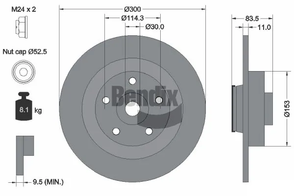 BENDIX Braking féktárcsa - BDS1285 - TothCarparts
