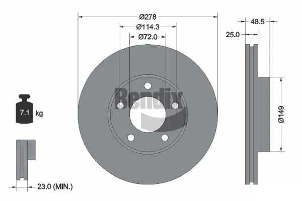 BENDIX Braking féktárcsa - BDS1287 - TothCarparts